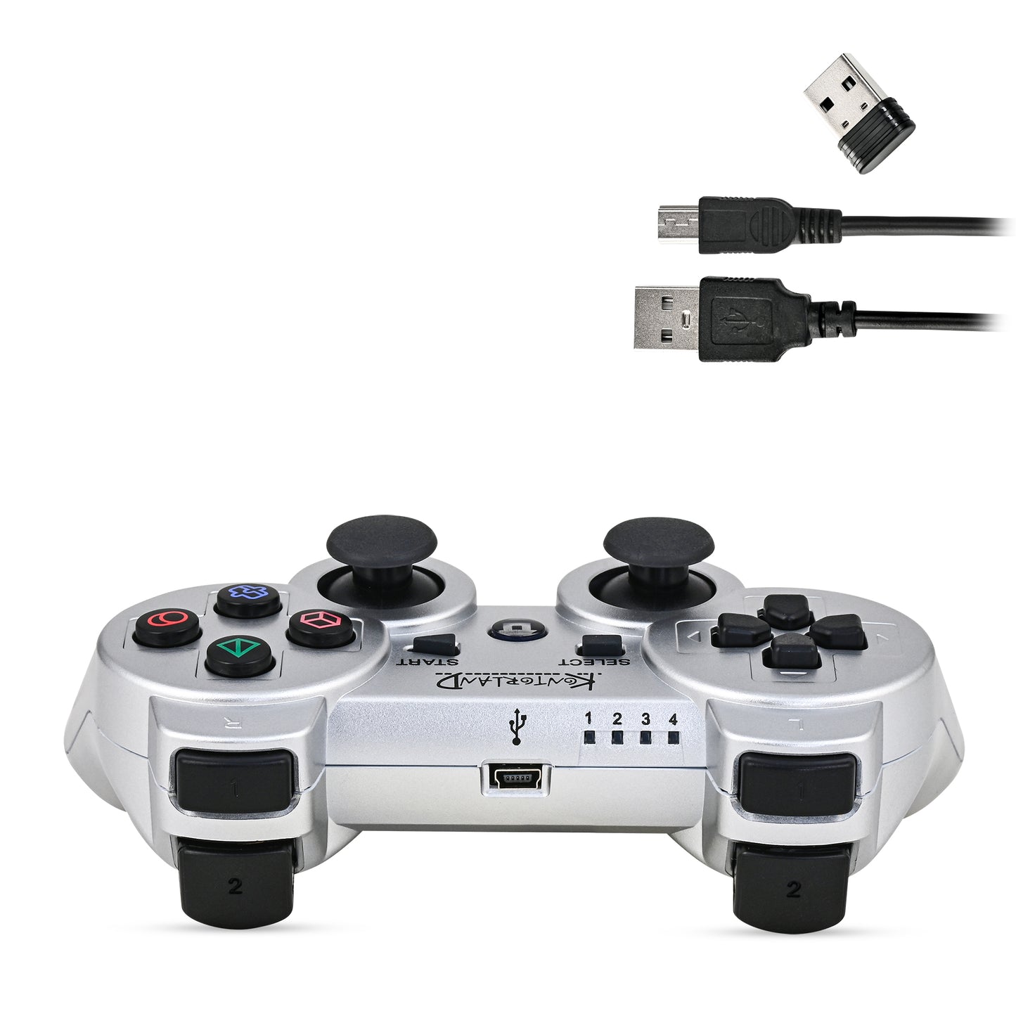 Kontorland P3G - PS3/PC Uyumlu Titreşimli Kablosuz Oyun Kolu GamePad Gümüş