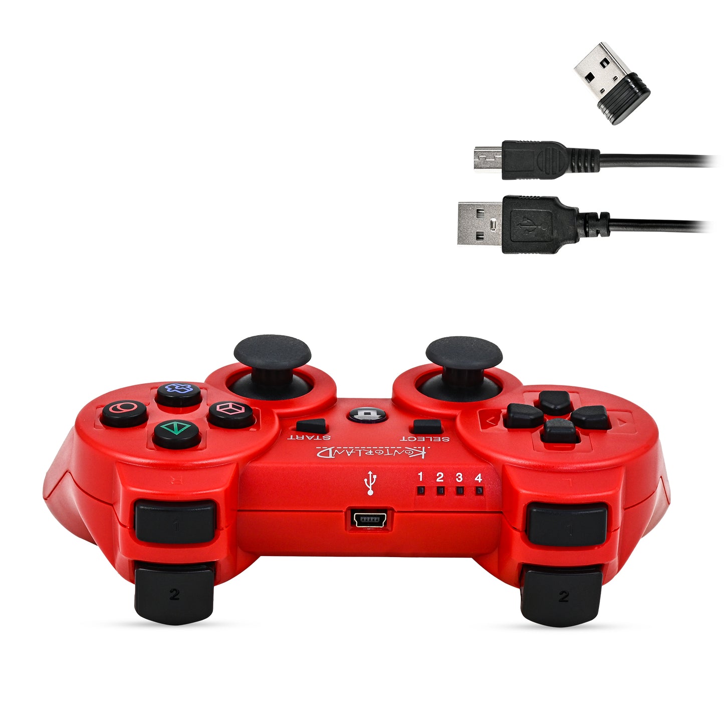 Kontorland P3G - PS3/PC Uyumlu Titreşimli Kablosuz Oyun Kolu GamePad Kırmızı