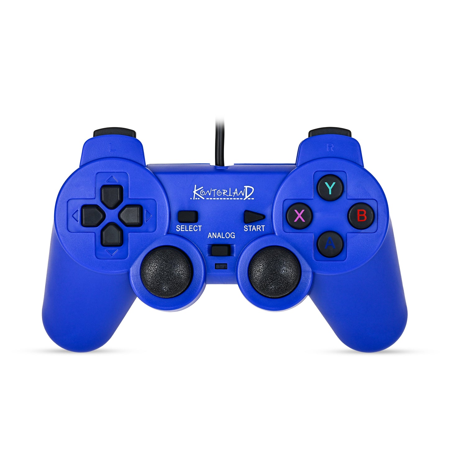 Kontorland Kablolu PC Gamepad – D-Input & X-Input Destekli Çift Titreşimli USB Oyun Kolu Mavi