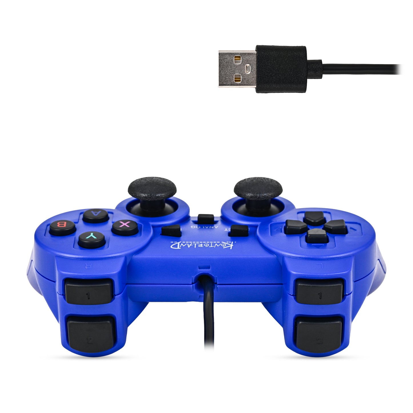 Kontorland Kablolu PC Gamepad – D-Input & X-Input Destekli Çift Titreşimli USB Oyun Kolu Mavi