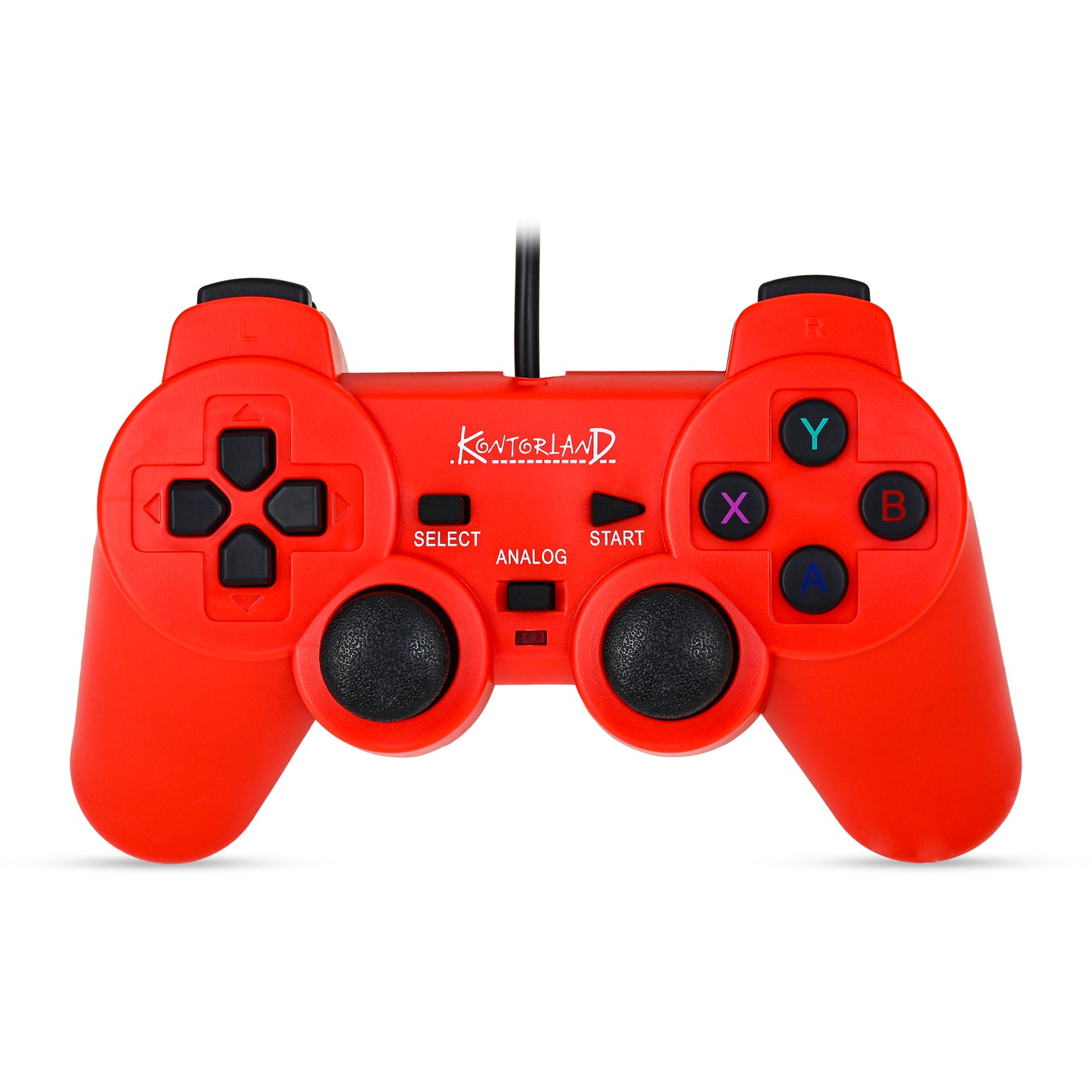 Kontorland Kablolu PC Gamepad – D-Input & X-Input Destekli Çift Titreşimli USB Oyun Kolu Kırmızı