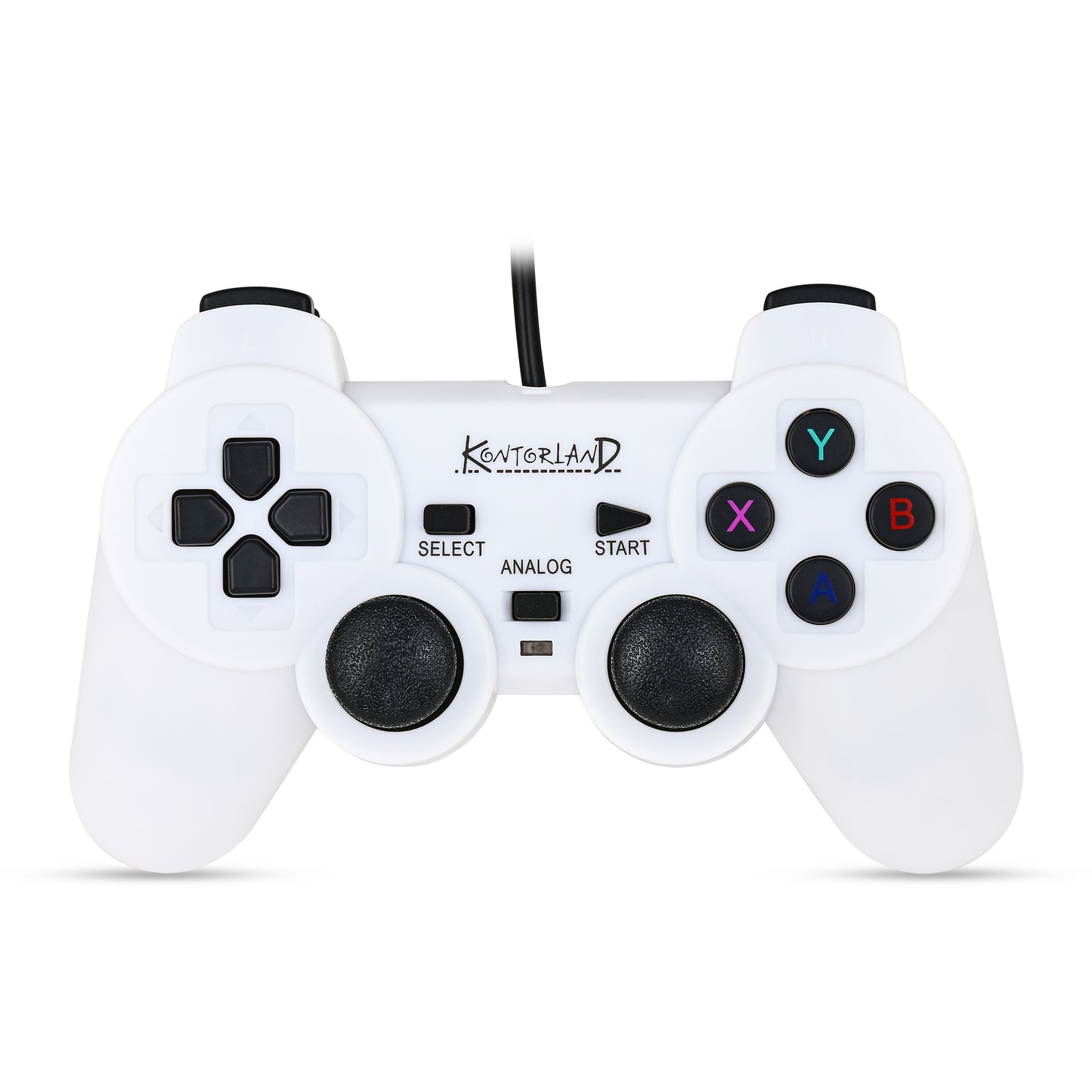 Kontorland Kablolu PC Gamepad – D-Input & X-Input Destekli Çift Titreşimli USB Oyun Kolu Beyaz