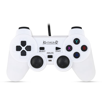 Yenilenmiş Kontorland Kablolu PC Gamepad PCX– D-Input & X-Input Destekli Çift Titreşimli USB Oyun Kolu Beyaz