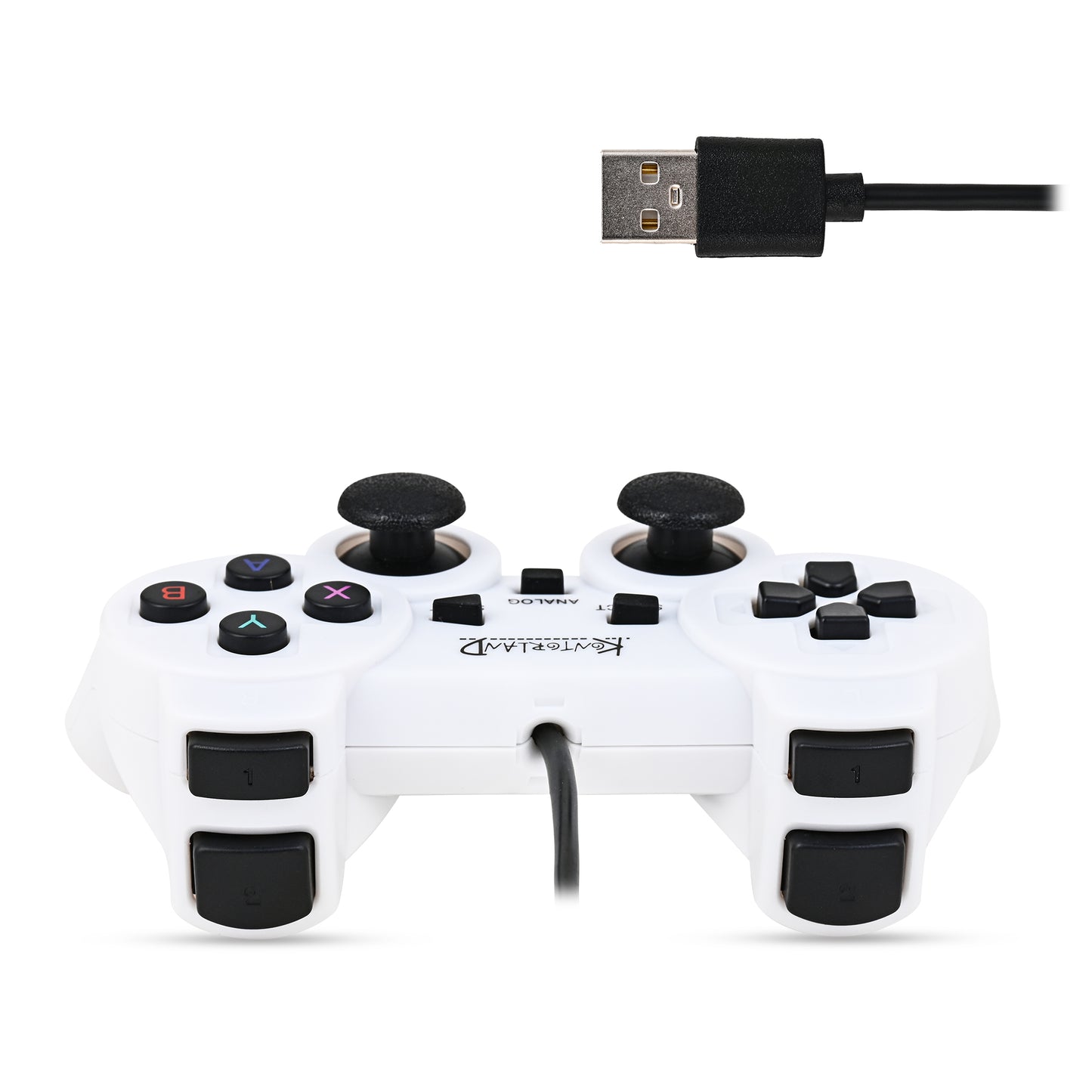 Kontorland Kablolu PC Gamepad – D-Input & X-Input Destekli Çift Titreşimli USB Oyun Kolu Beyaz