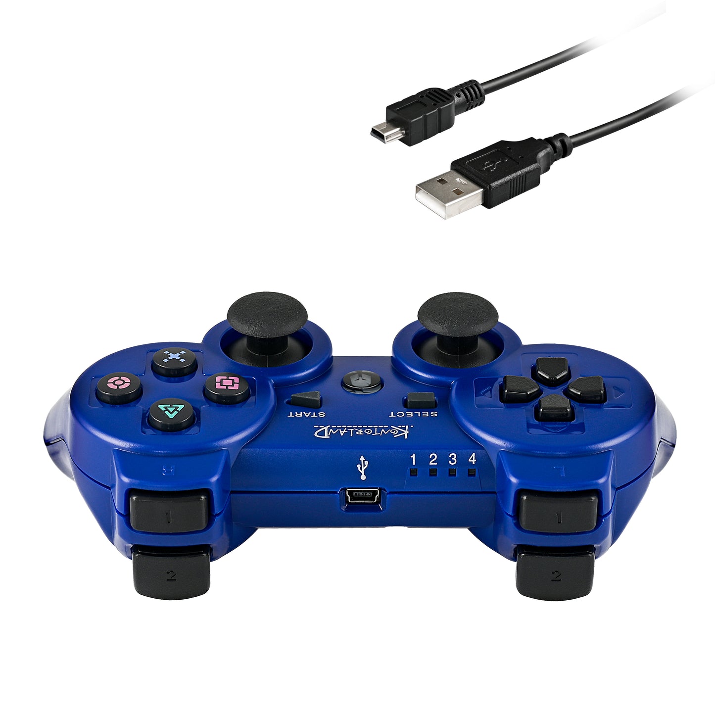 Kontorland - PS3 Uyumlu Titreşimli Kablosuz Oyun Kolu GamePad Mavi