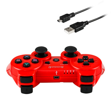 Kontorland - PS3 Uyumlu Titreşimli Kablosuz Oyun Kolu GamePad Kırmızı