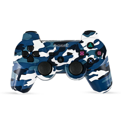 Yenilenmiş Kontorland - PS3 Uyumlu Titreşimli Kablosuz Oyun Kolu GamePad Mavi Kamuflaj