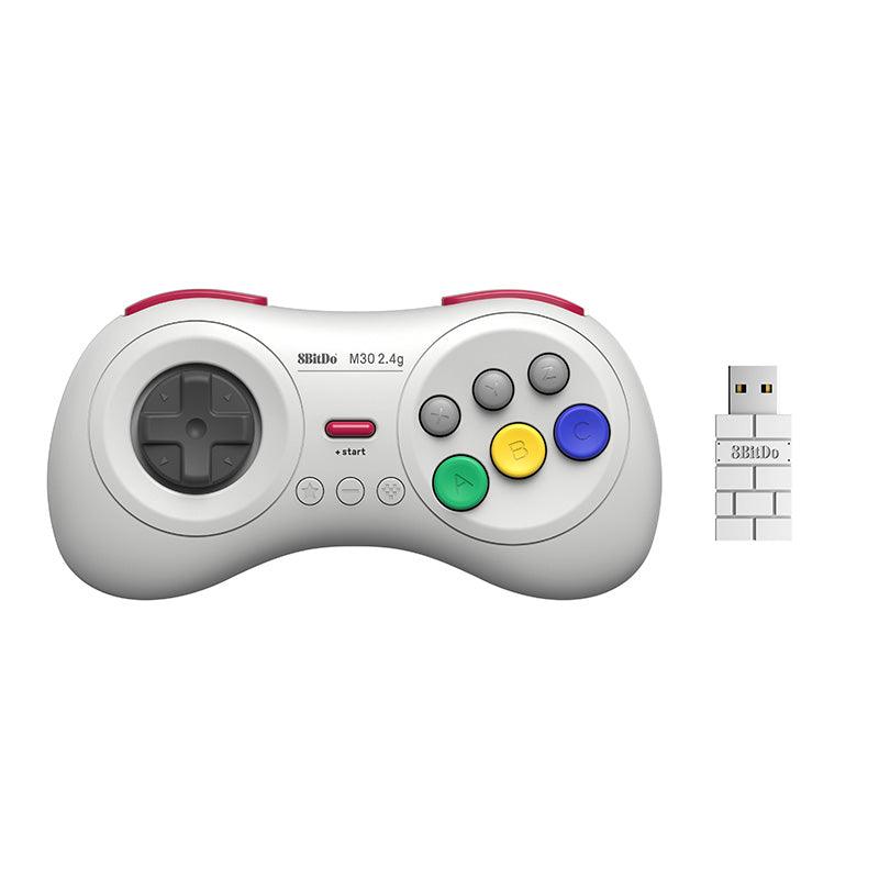 8BitDo M30 2.4G Kablosuz Oyun Kolu – Beyaz (Sega Genesis Mini & Mega Drive Mini)