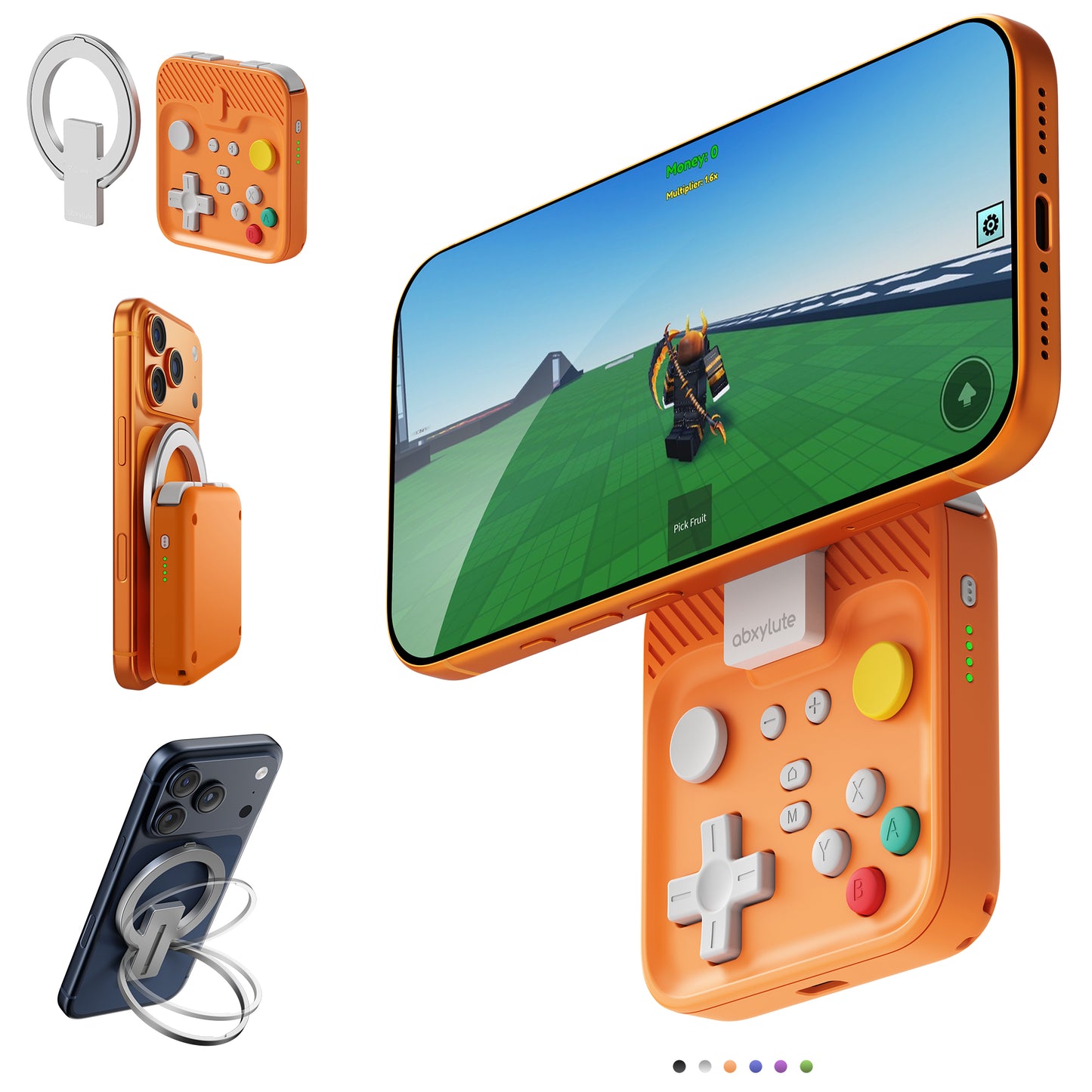 ABXYLUTE M4 Bluetooth Mobil Oyun Kumandası | MagSafe Uyumlu | iPhone, Android, Switch ve PC - Cosmic Orange