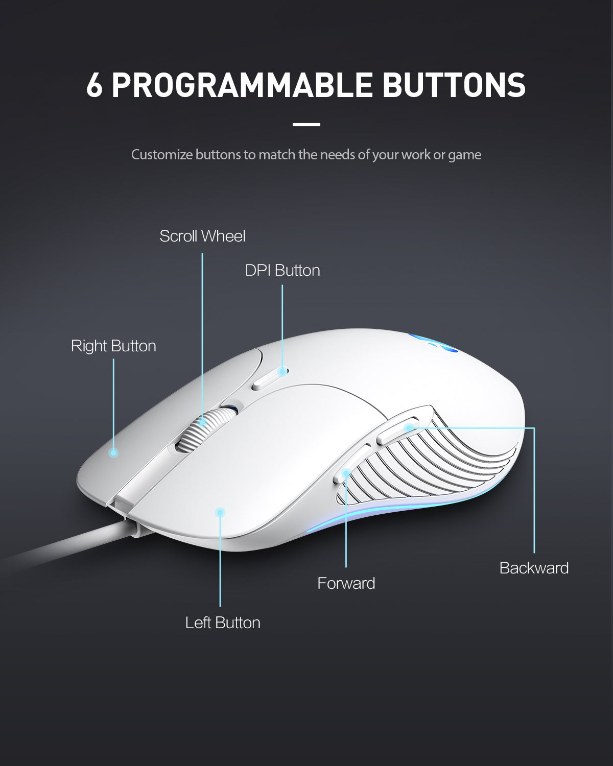 INPHIC B2 RGB Aydınlatmalı Sessiz Kablolu Gaming Mouse