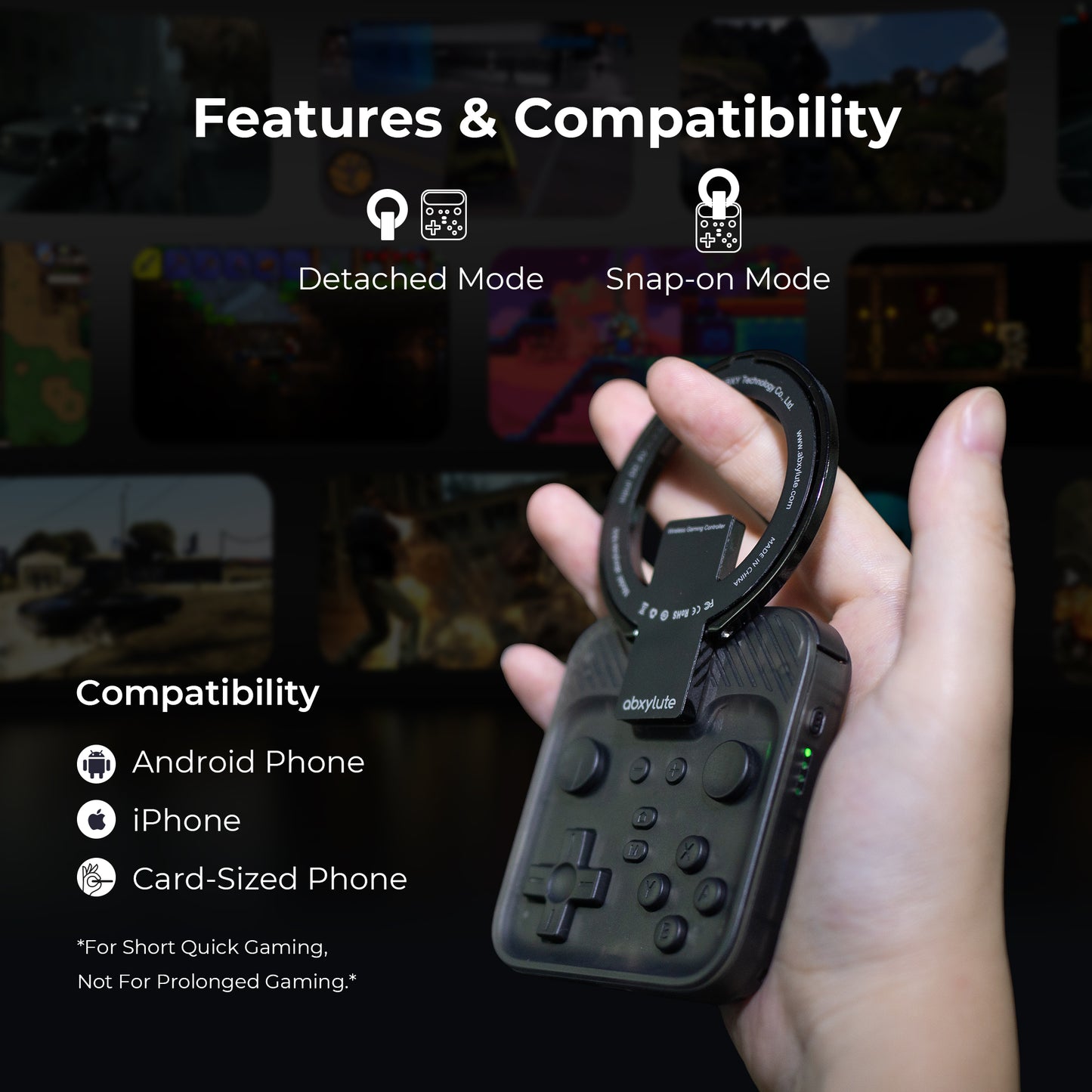 ABXYLUTE M4 Bluetooth Mobil Oyun Kumandası | MagSafe Uyumlu | iPhone, Android, Switch ve PC - Phantom Black