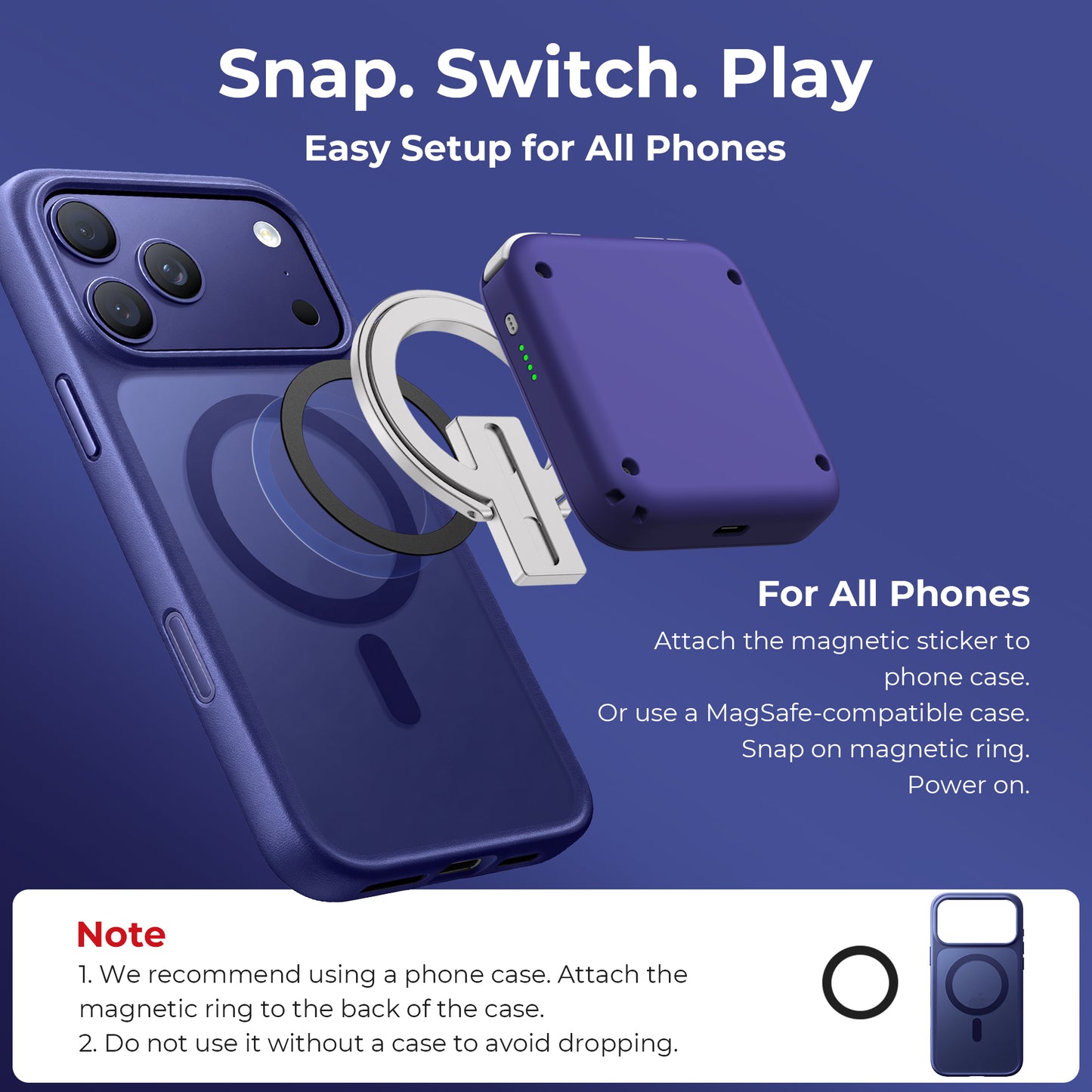 ABXYLUTE M4 Bluetooth Mobil Oyun Kumandası | MagSafe Uyumlu | iPhone, Android, Switch ve PC - NGC Indigo