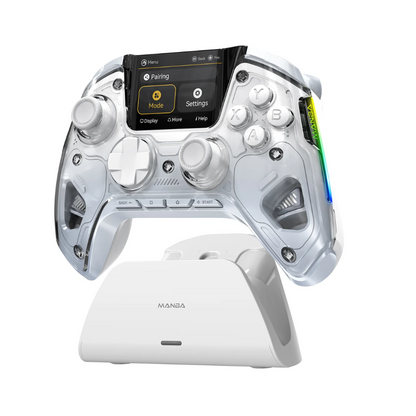 Manba One Kablosuz Gamepad Beyaz – 2” Ekran, Manyetik Stand, PC/Switch/Android/iOS Desteği