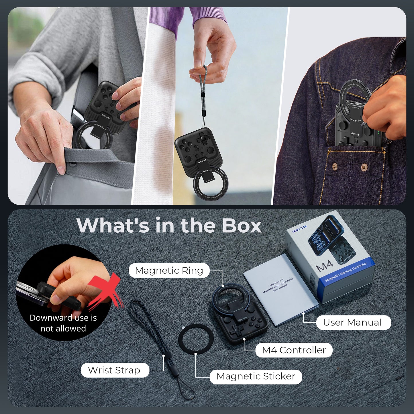 ABXYLUTE M4 Bluetooth Mobil Oyun Kumandası | MagSafe Uyumlu | iPhone, Android, Switch ve PC - Phantom Black