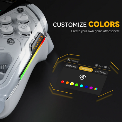 Manba One Kablosuz Gamepad Beyaz – 2” Ekran, Manyetik Stand, PC/Switch/Android/iOS Desteği