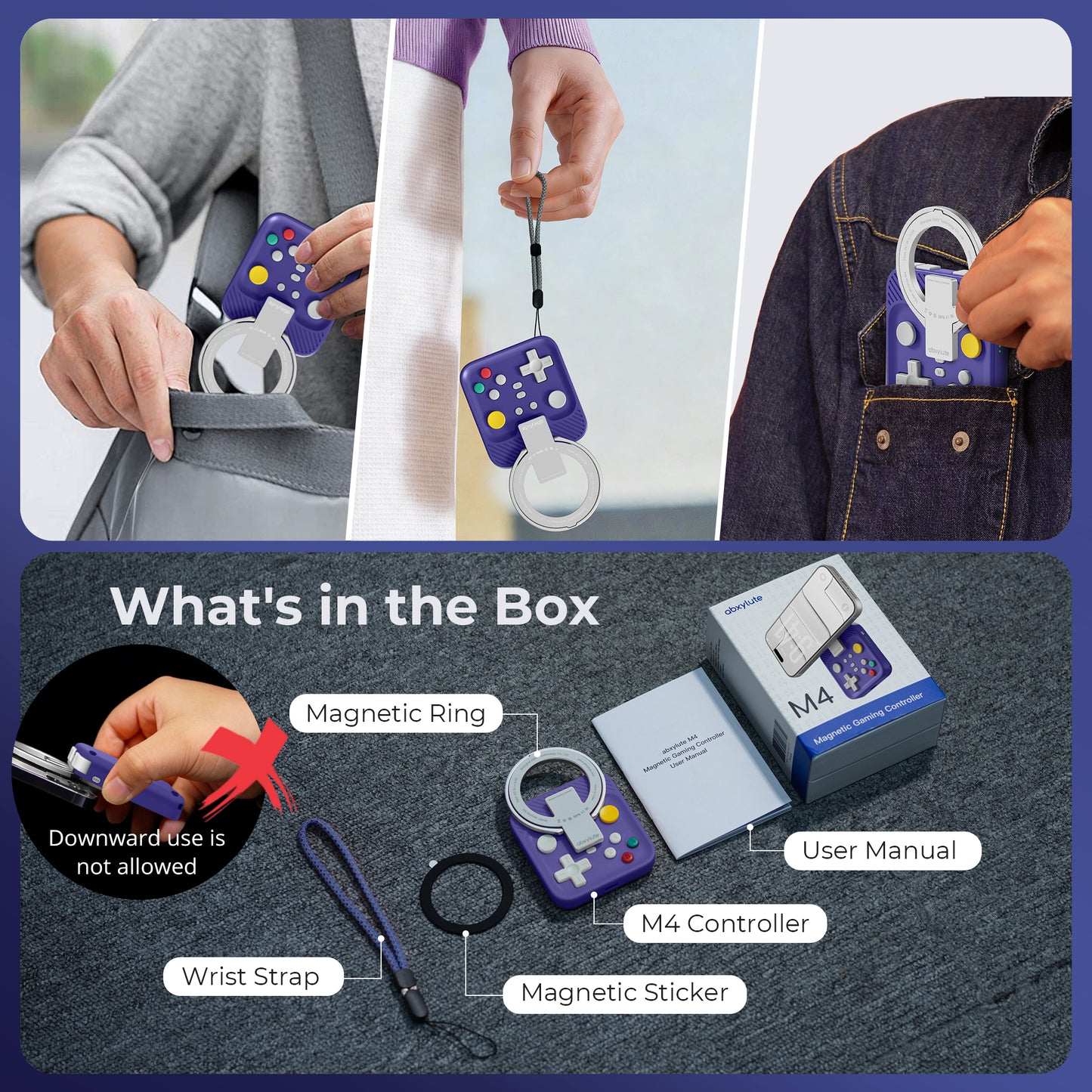 ABXYLUTE M4 Bluetooth Mobil Oyun Kumandası | MagSafe Uyumlu | iPhone, Android, Switch ve PC - NGC Indigo