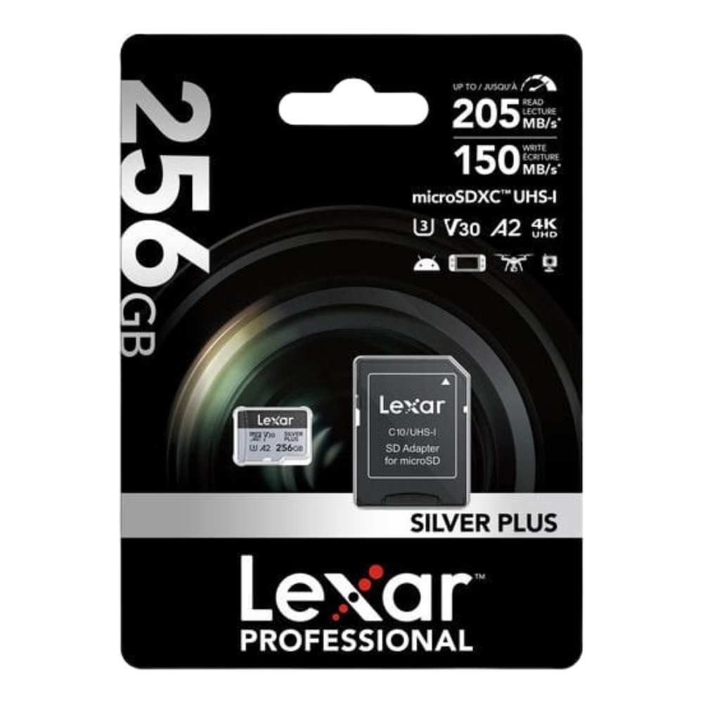 Lexar 256GB UHS I MicroSDXC V30 Silver Plus Professional Haf za Kart lexar-256gb-uhs-i-microsdxc-v30-silver-plus-professional-haf-za-kart