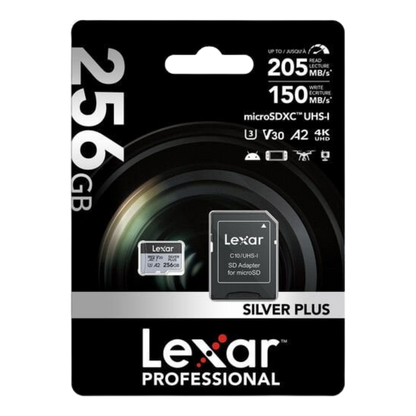 Lexar 256GB UHS-I microSDXC V30 Silver Plus Professional Hafıza Kartı
