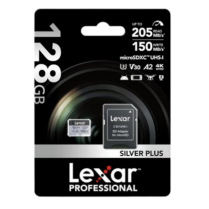 Lexar 128GB UHS-I microSDXC V30 Silver Plus Professional Hafıza Kartı