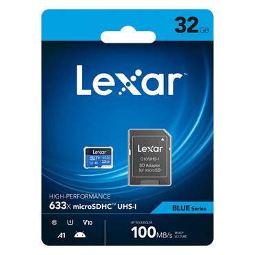 Lexar Blue Series 633x 32GB microSDXC UHS-I hafıza kartı SD adaptörlü