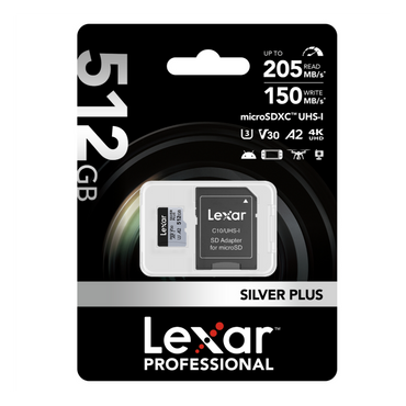 Lexar Silver Plus Professional 512GB UHS-I microSDXC V30 hafıza kartı
