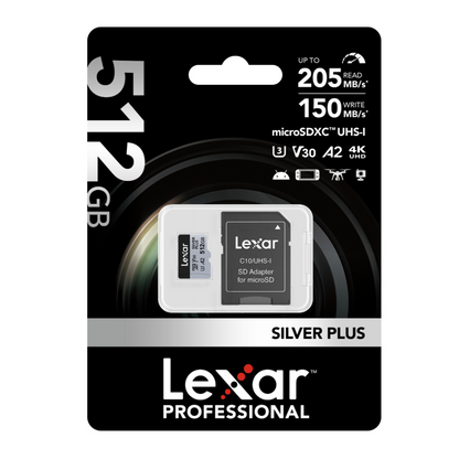 Lexar 512GB UHS-I microSDXC V30 Silver Plus Professional Hafıza Kartı