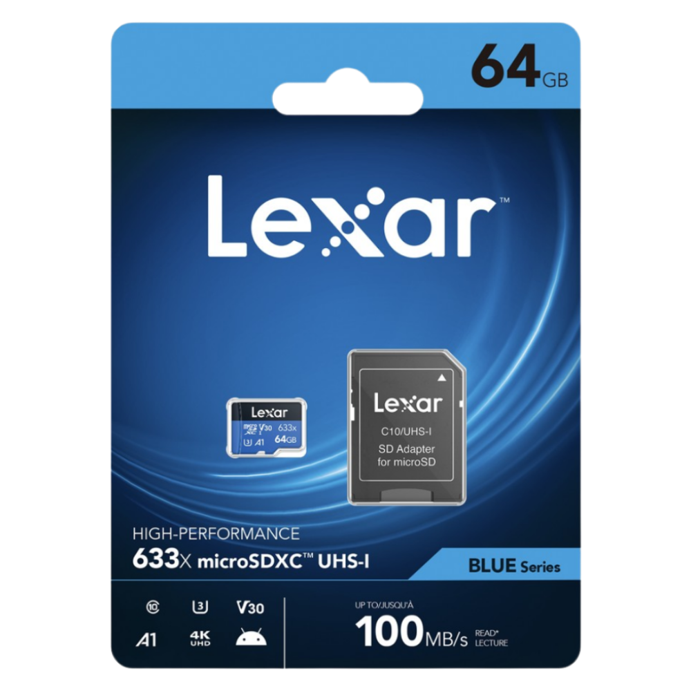 Lexar  BLUE Series 633x MicroSDXC UHS-I (SD Adaptörlü) SSD 64 GB
