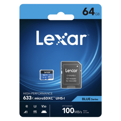 Lexar  BLUE Series 633x MicroSDXC UHS-I (SD Adaptörlü) SSD 64 GB