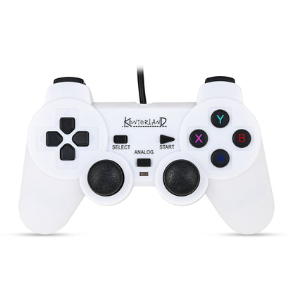 Kontorland Kablolu PC Gamepad – D-Input & X-Input Destekli Çift Titreşimli USB Oyun Kolu Beyaz