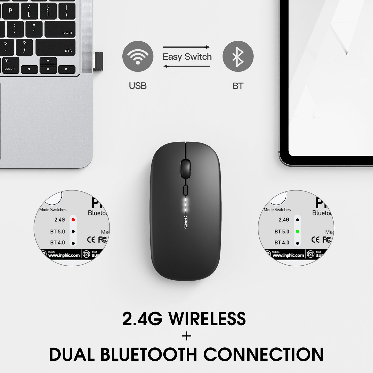 INPHIC M1PRO Ultra İnce Sessiz Bluetooth Mouse