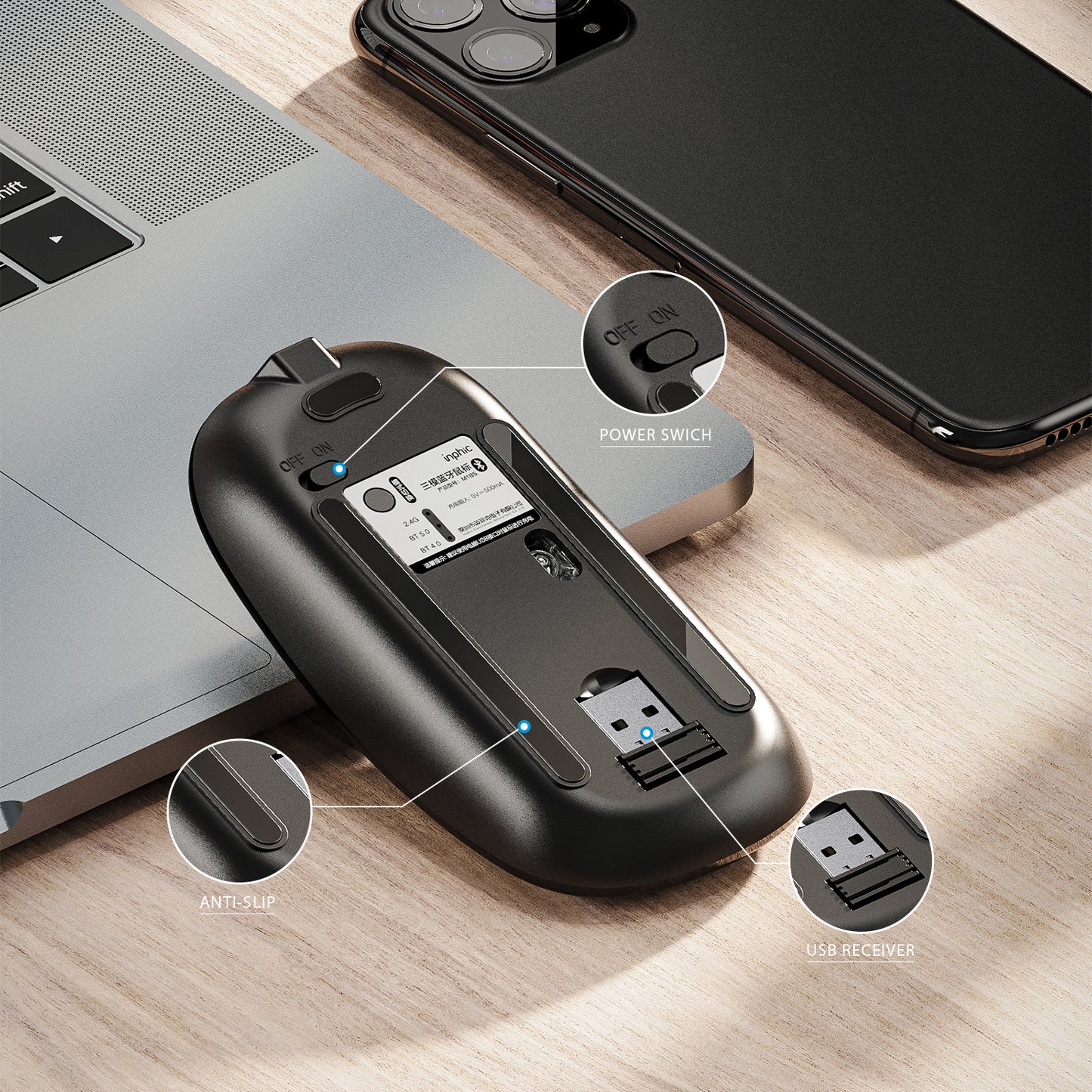 INPHIC M1PRO Ultra İnce Sessiz Bluetooth Mouse