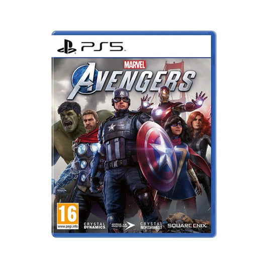 PS5 Marvel’s Avengers oyun kapağı, ikonik Avengers karakterleriyle.