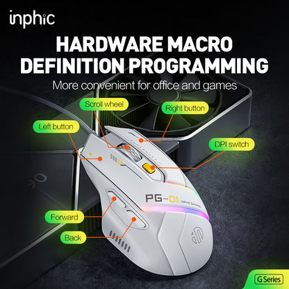 INPHIC PG1 RGB Kablolu Gaming Mouse 12800 DPI